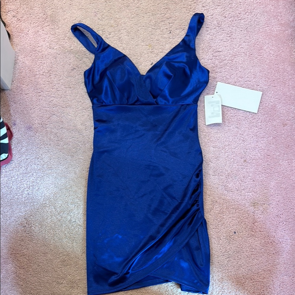 Elegant Blue Satin Dress